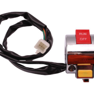 Stuur Schakelaar Chroom voor GY4 4T E4 (5+2 kabels) met rode RUN/OFF knop