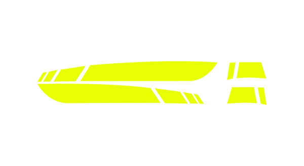 Stickerset bestaande uit originele fluorescerende gele striping voor zijvlak | Vespa Sprint / Primavera