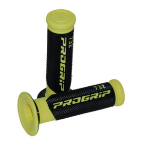 Handvatset progrip (made in Italy) zwart/geel bromfiets, scooter 732