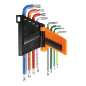 8-delig set haakse stiftsleutels voor Torx(R) profiel schroeven met kleuren voor directe herkenning van de maat